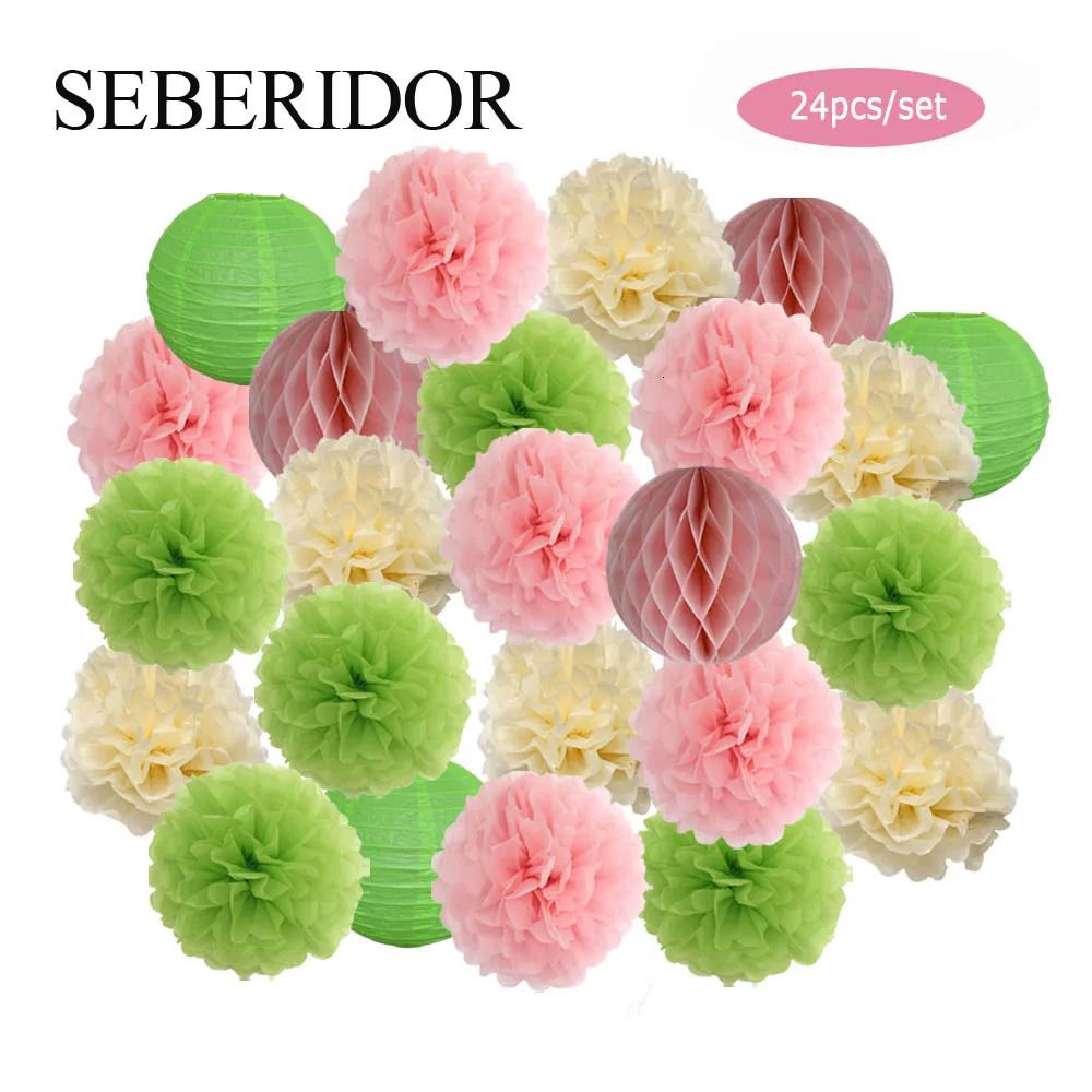 Pink Green White-10inch(25cm)