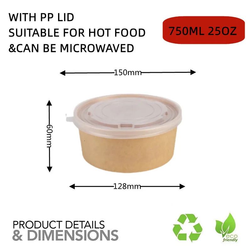 750 مل و PP LID-40pcs