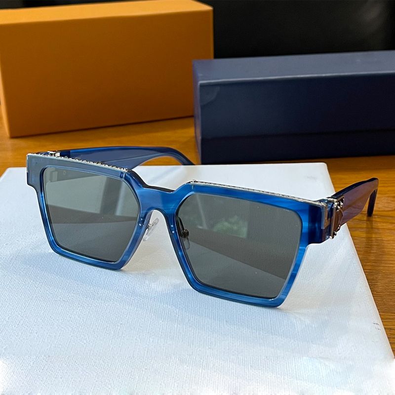 blue frame with black lens