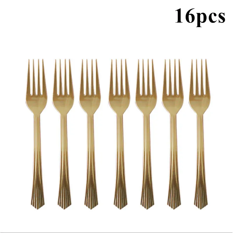 16pcs شوكة الذهب