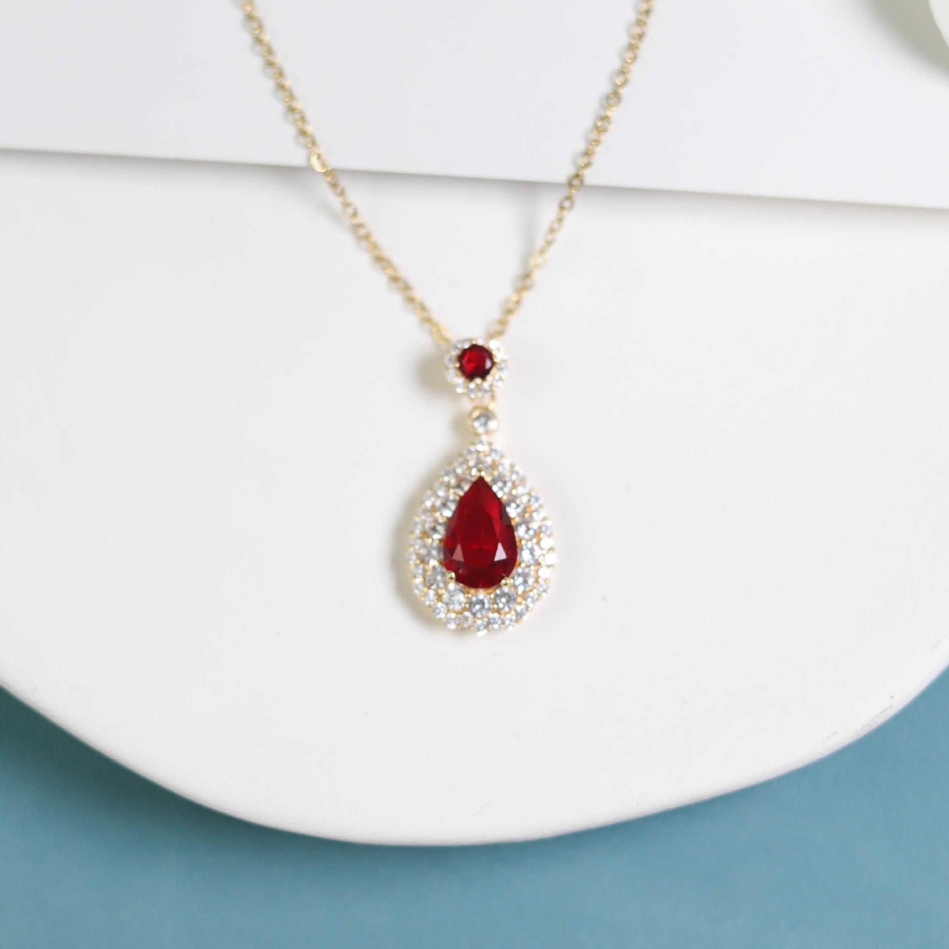 Red Water Drop Gold Chain