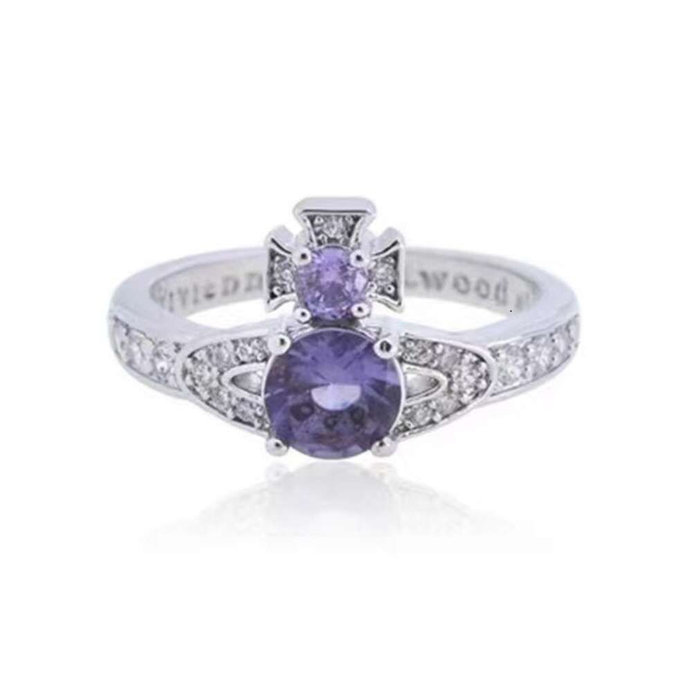 Bague Argent Diamant Violet