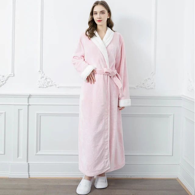 Kvinnor Fur Robe Pink-XL