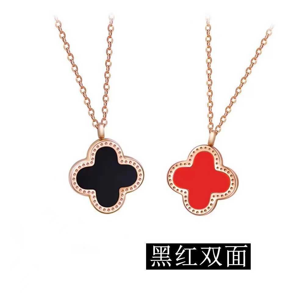 18k Gold Necklace with Black Red Face-