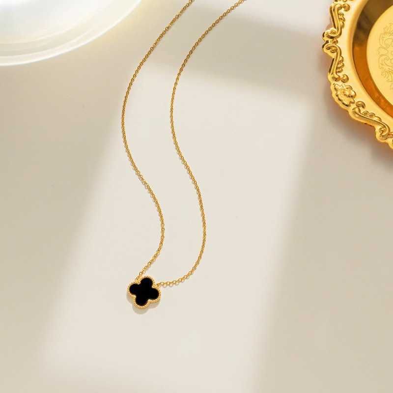 Collana nera a doppia faccia-18k