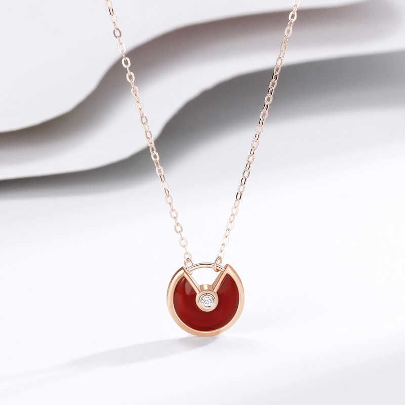 Amulet Necklace Rose Gold Red Agate-92