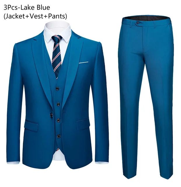 seeblauer dreiteiliger Anzug