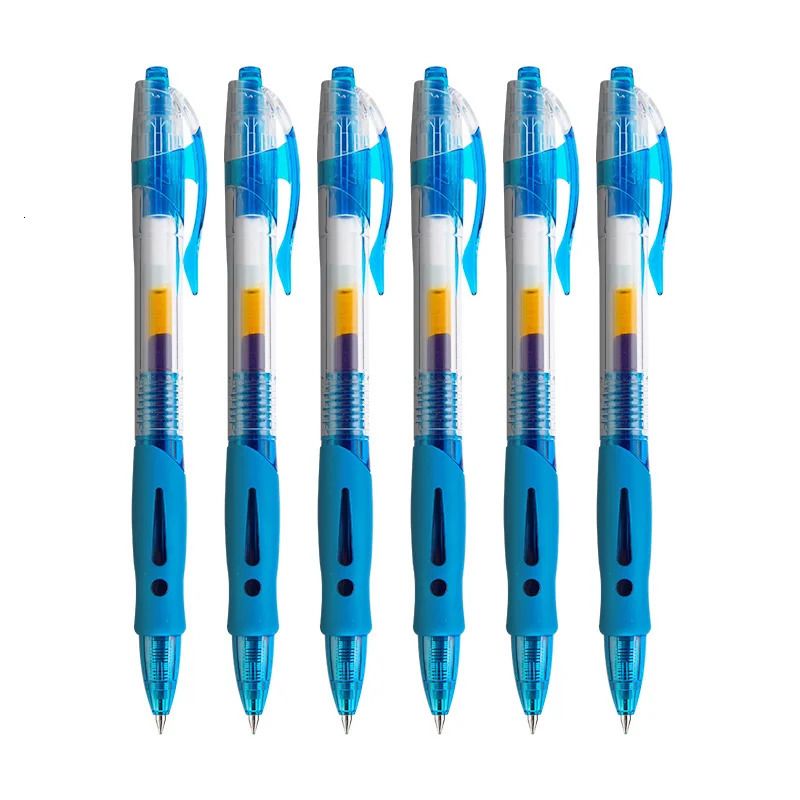 6 stylos bleus b.