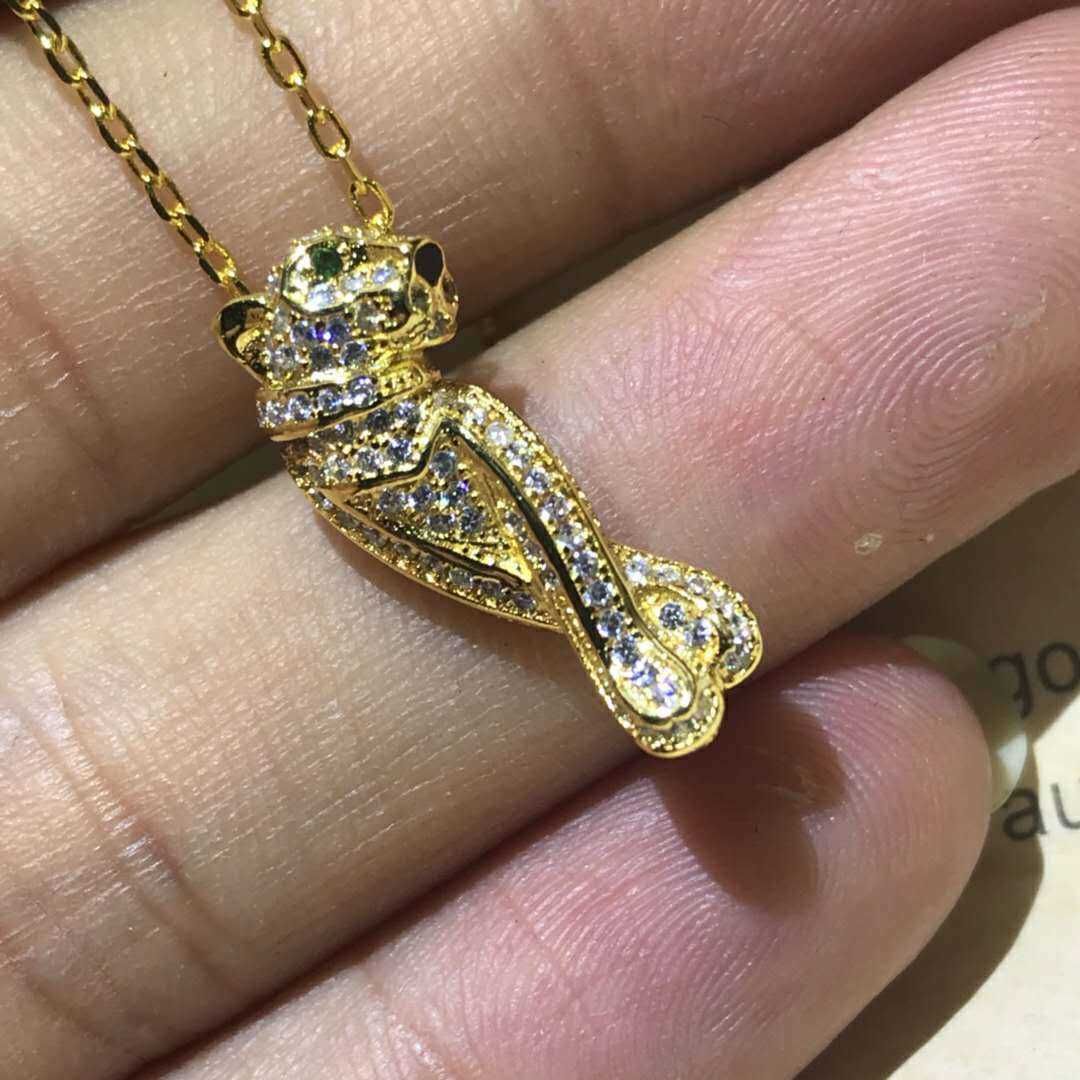 Guld full diamant liten leopardhuvud n