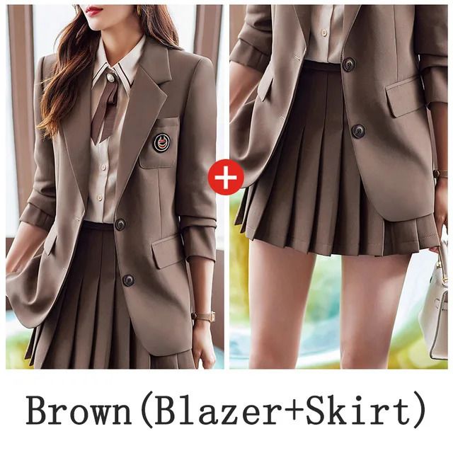 brown skirt suits