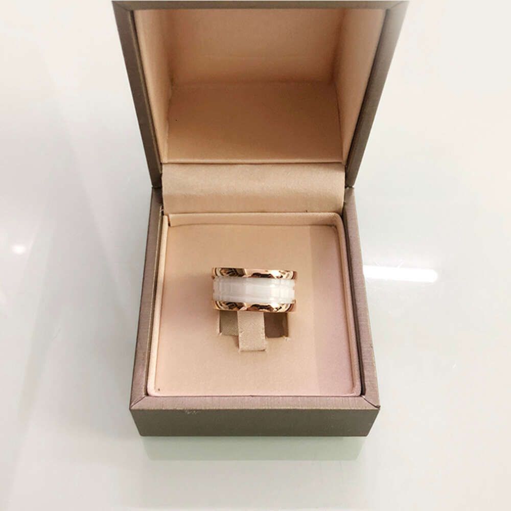 Céramique blanche en or rose (double bague)