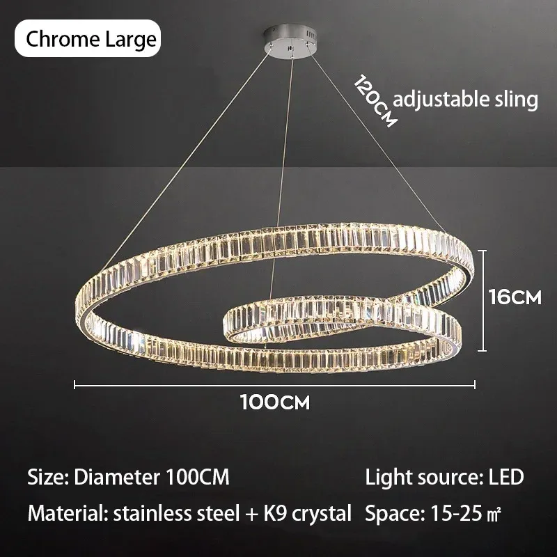 Ciepła biała chromowa średnica 100 cm