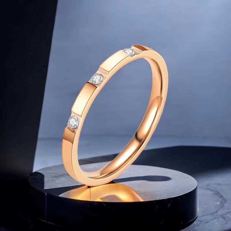 9-1 Rose Gold Three Diamonds (never Fa