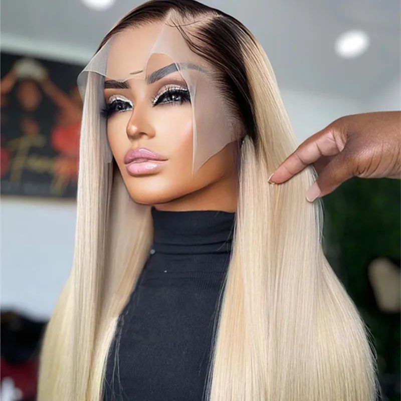 180density Highlights Blonde Human Hair 360 Lace Frontal Wig Brown