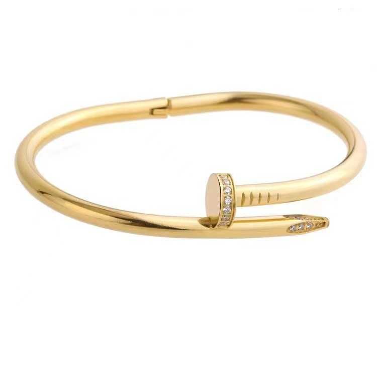 17 # Gold Bracelet with Drill Nail And