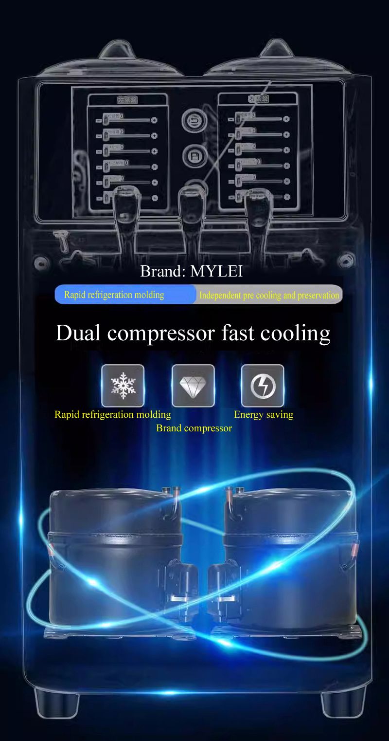 Description Picture 6 of item2900W Soft Ice Cream Machine Double Compressor Stainless Steel Ice Cream Maker Desktop With LCD Panel Small Ice Cream Machine