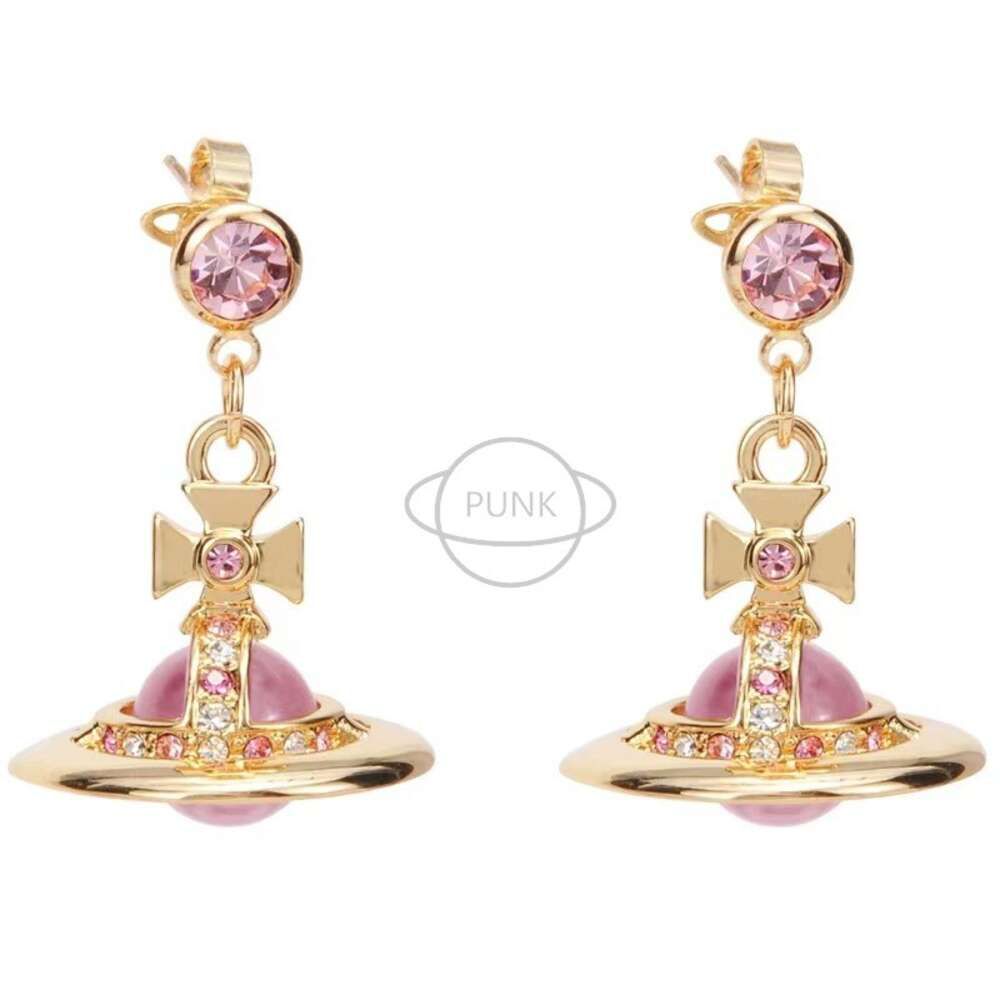 Gold 10mm Pink Pearl Diamond Earrings