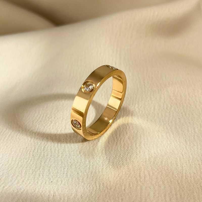 4 мм полное бриллиантовое кольцо - золото