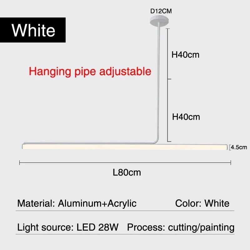 Varm vit 3000k vit L80 cm