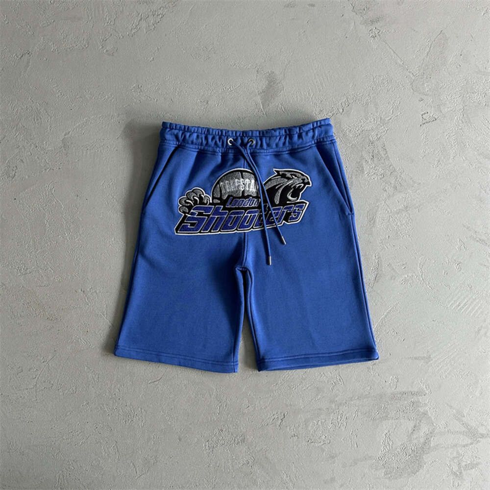 tiger embroidered blue shorts