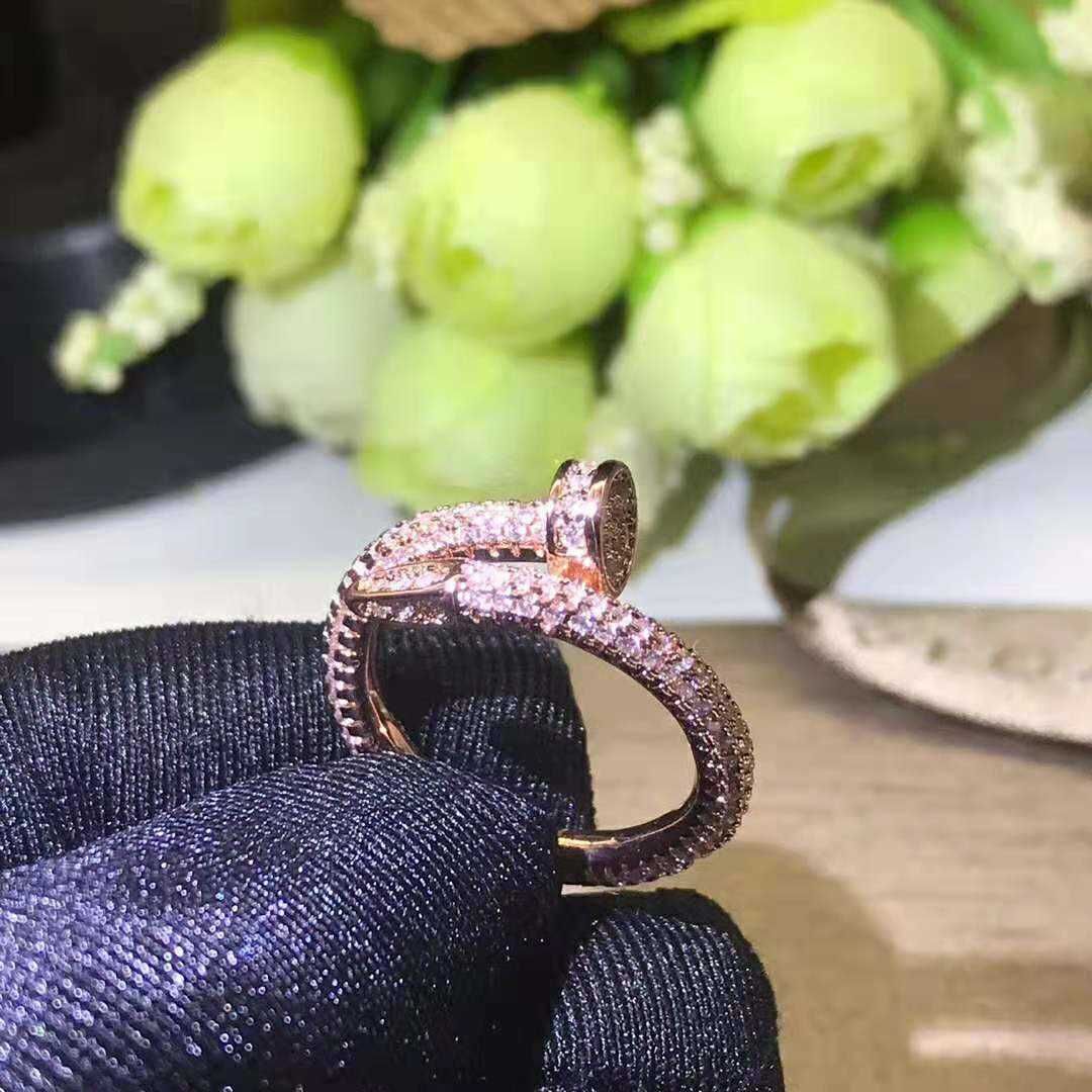 Full Diamond Nail Ring Rose Gold