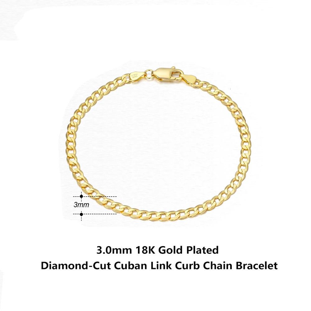 3mm 18k Gold-16.5cm