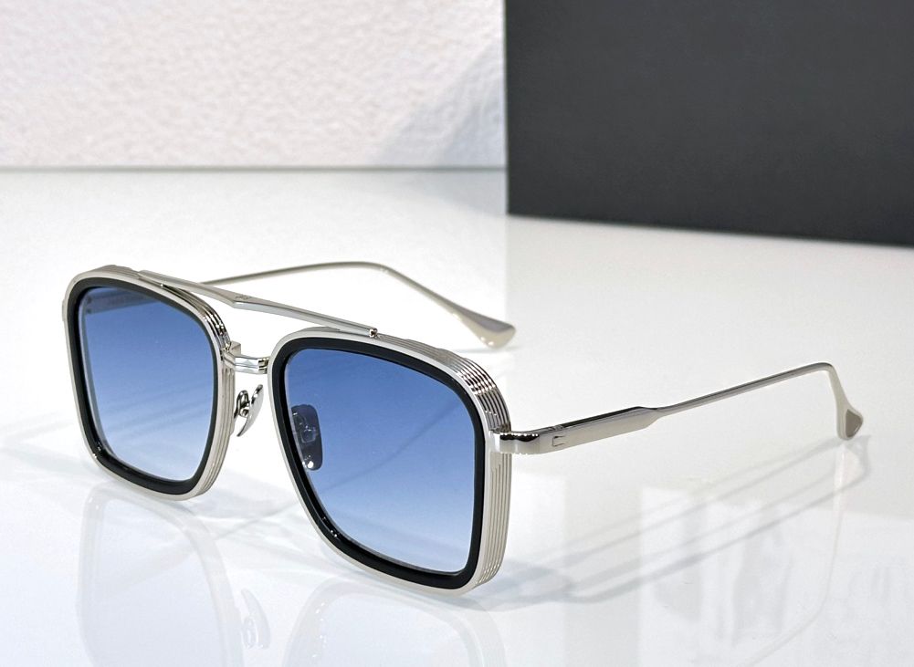 black silver frame blue lens