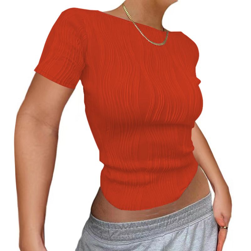 camiseta laranja vermelha manga curta