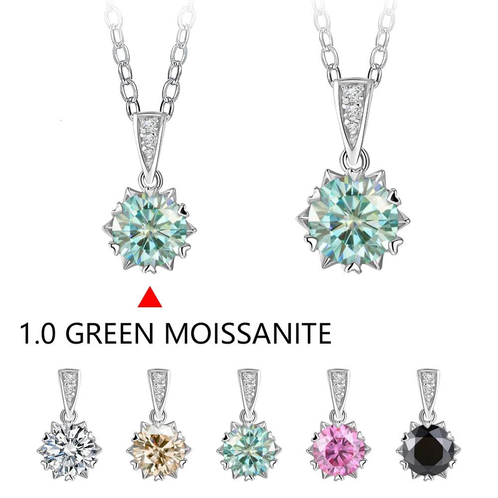 1.0 Verde Moissanite-com 925 Colar