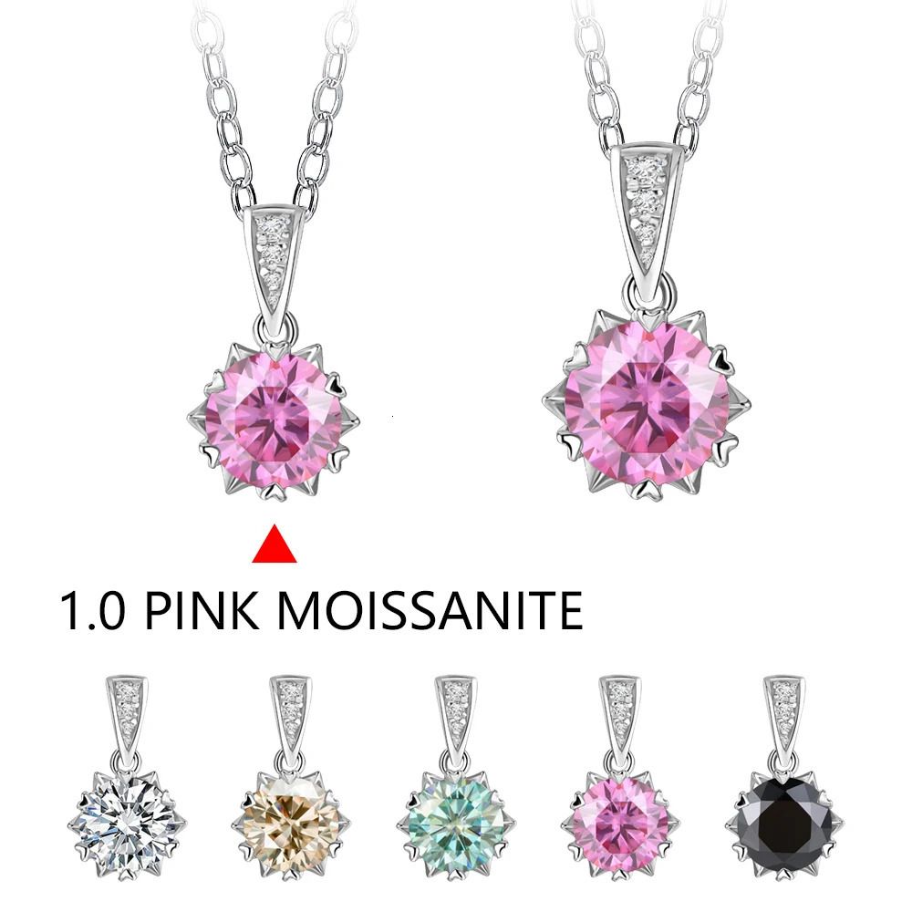 1,0 colar de moissanita rosa com 925