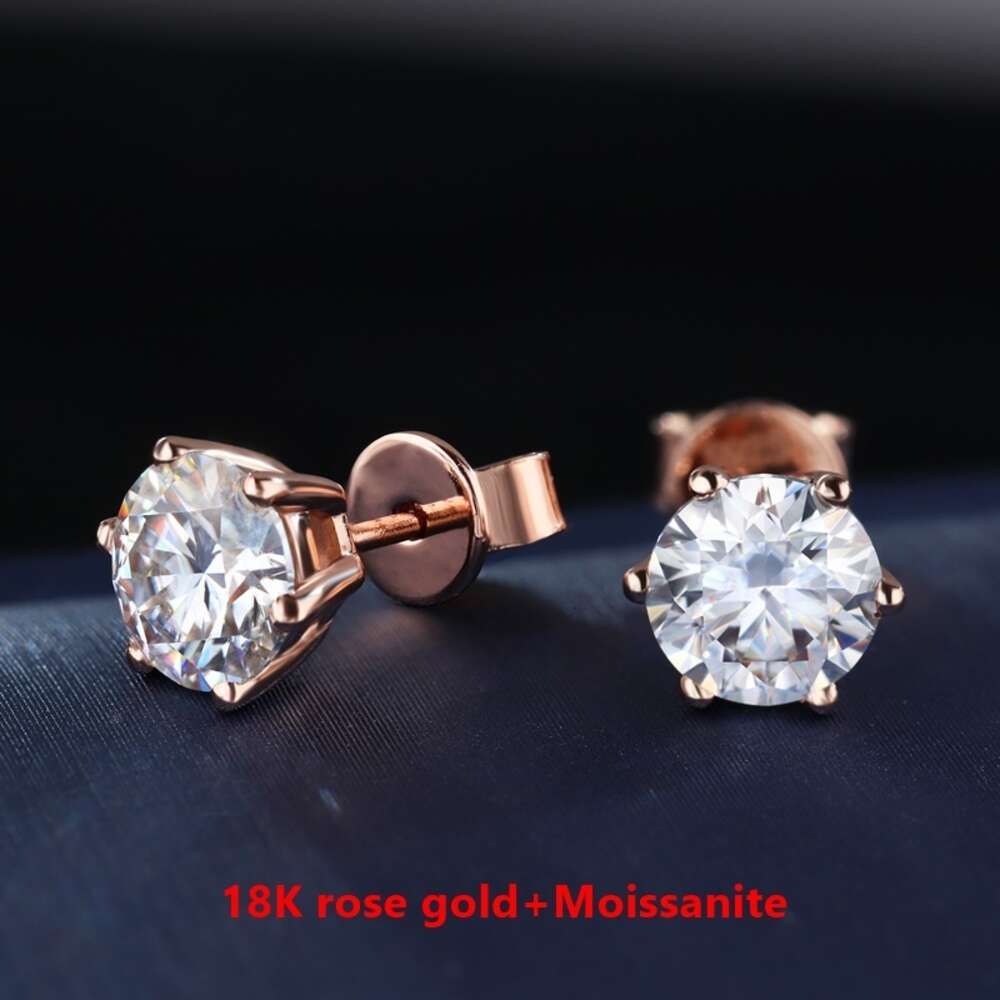 18K Rose Gold-D VVS 1ct x 2