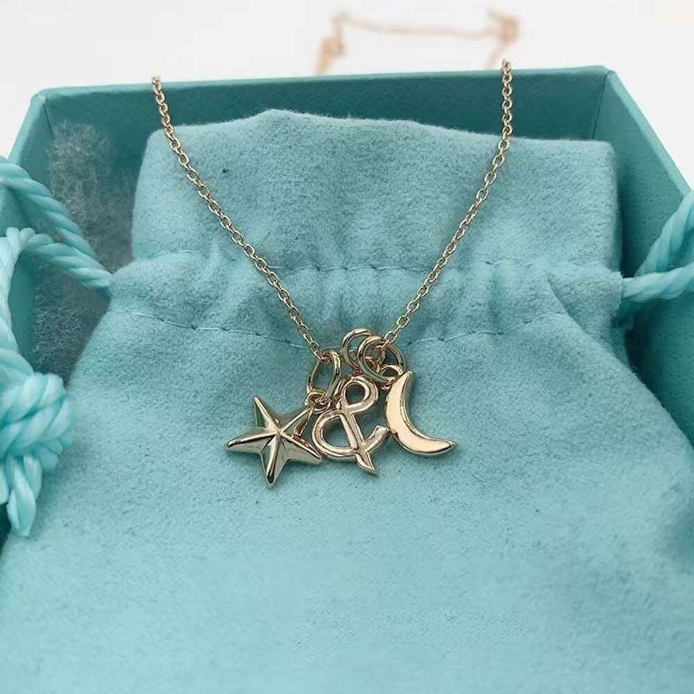 Star Moon Necklace Rose Gold
