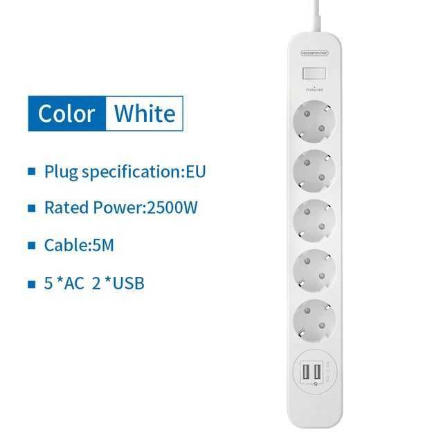 5AC 2usb White 5M-EU Plug