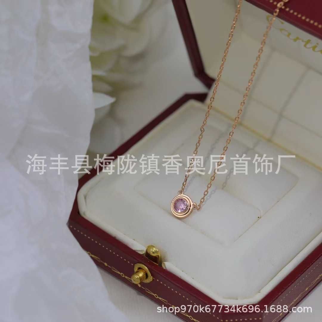 Single Diamond Ufo Necklace Pink Diamo