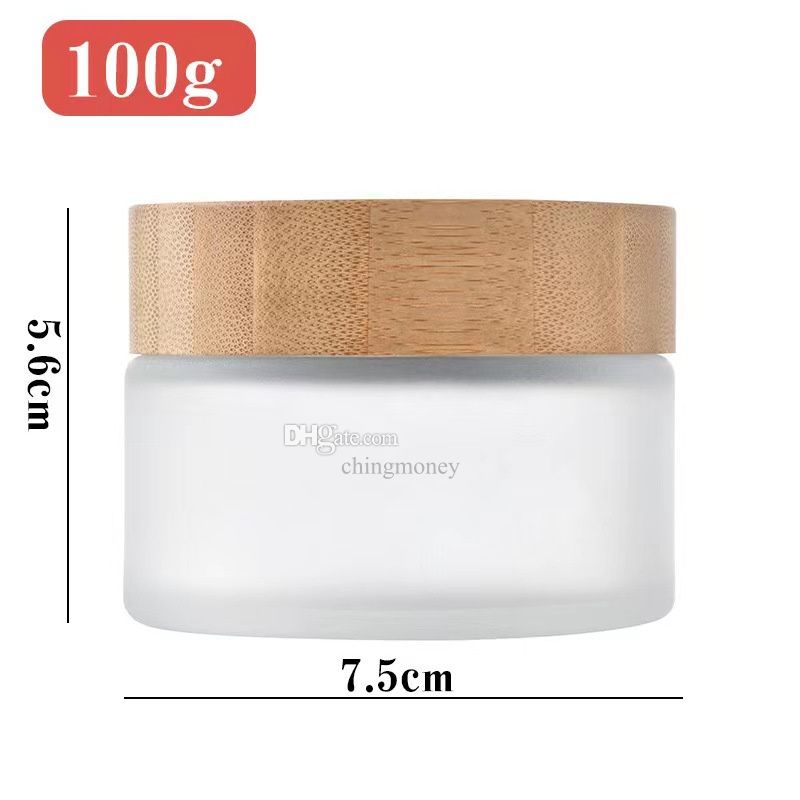 100G Frosted Glass Natural Bamboo Cap