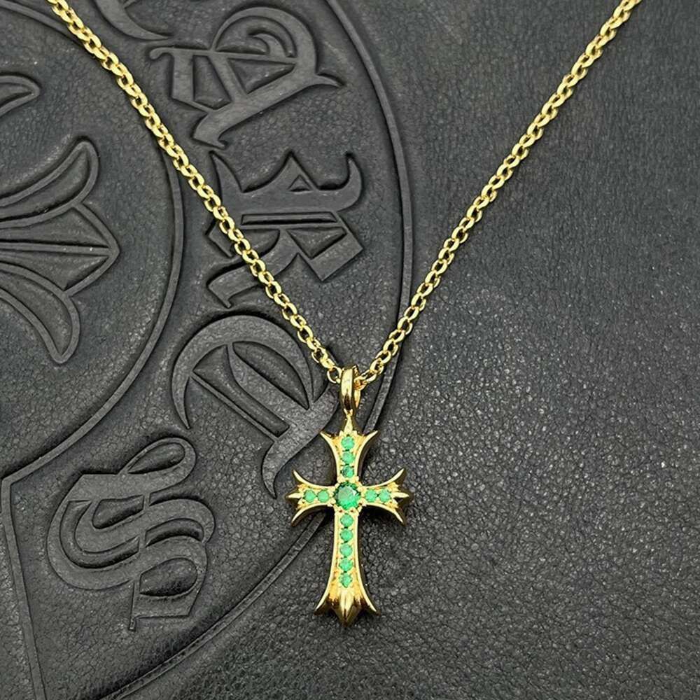 22K Golden Cross Green Diamond-Pearl C