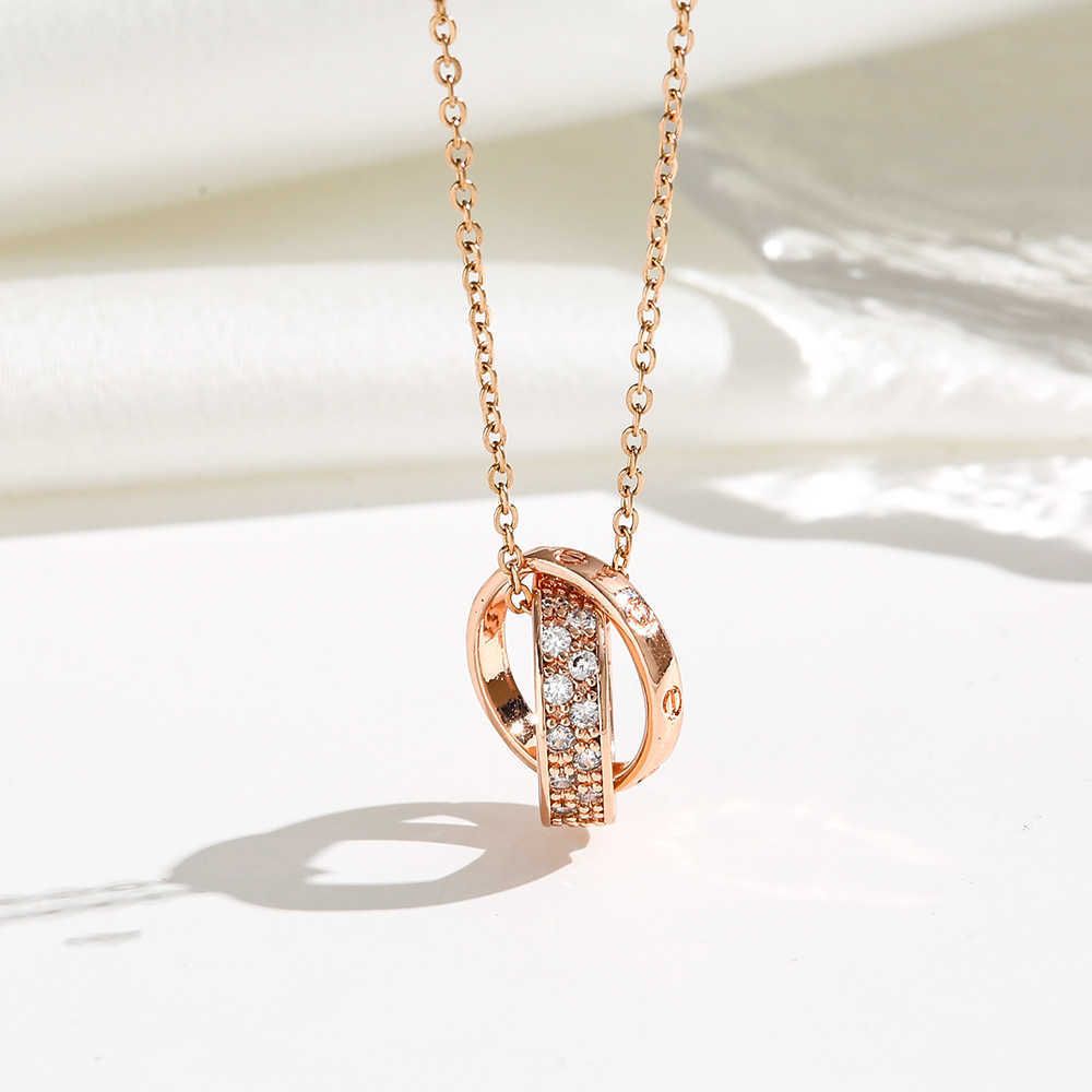 8508 Roségold-Diamant-Doppelring Nec