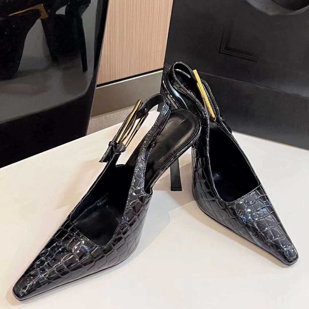 black crocodile black heel 9cm