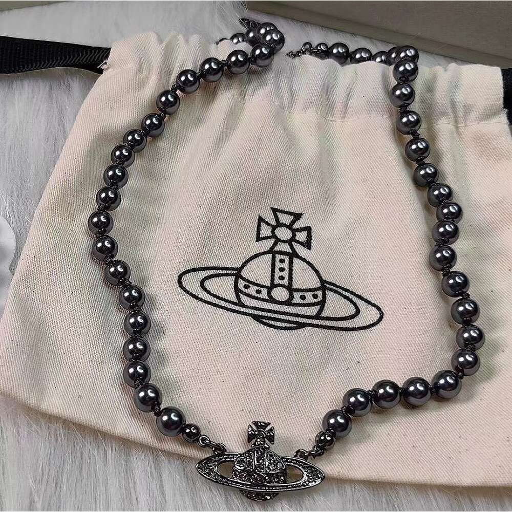 Collana Saturno Perla Nera