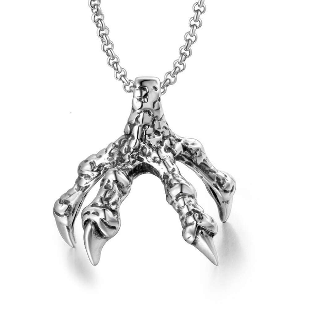 Collier pendentif griffe de dragon en argent-60 cm