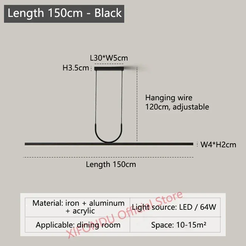 Neutralne światło L150CM - Czarny