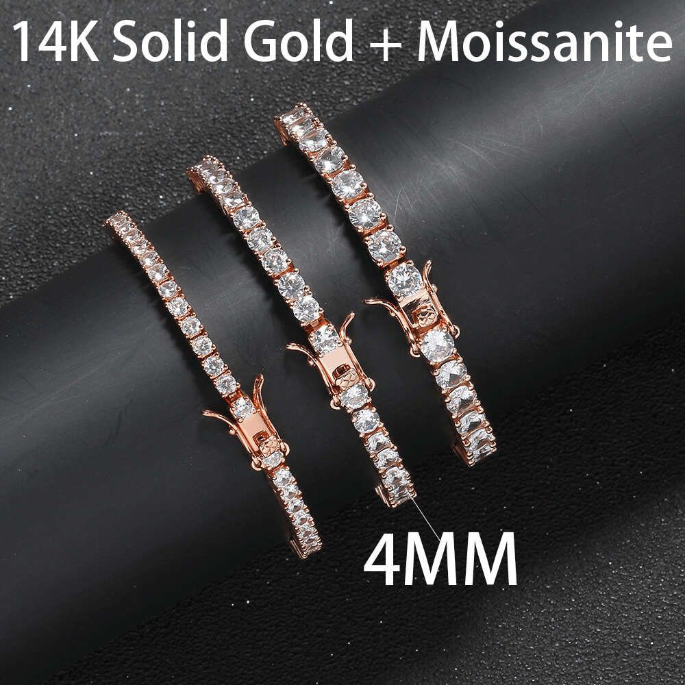 4mm 14k + moissanita-8,5 polegadas