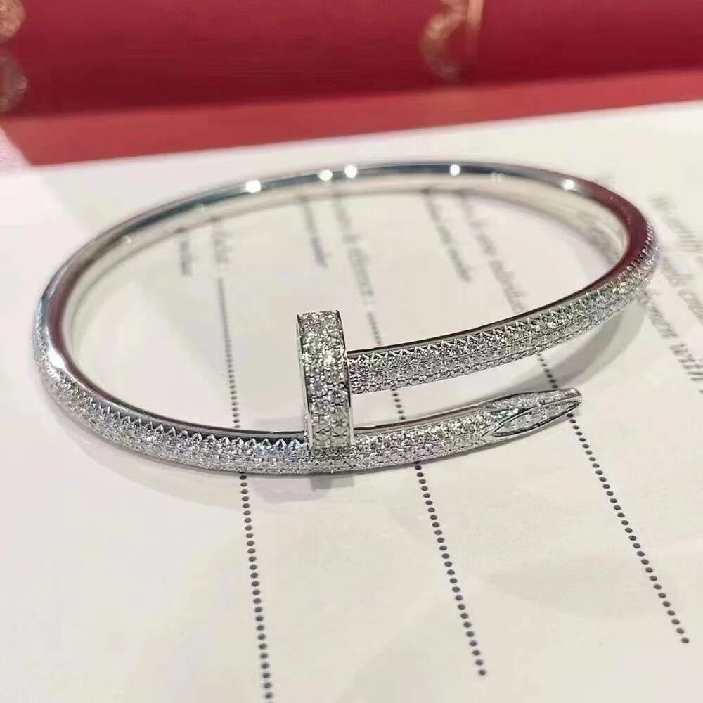 Platinum Full Diamond Nail Bracelet