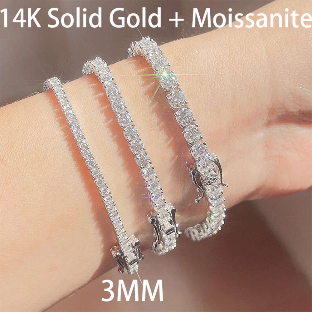 3mm 14k + moissanita-8 polegadas