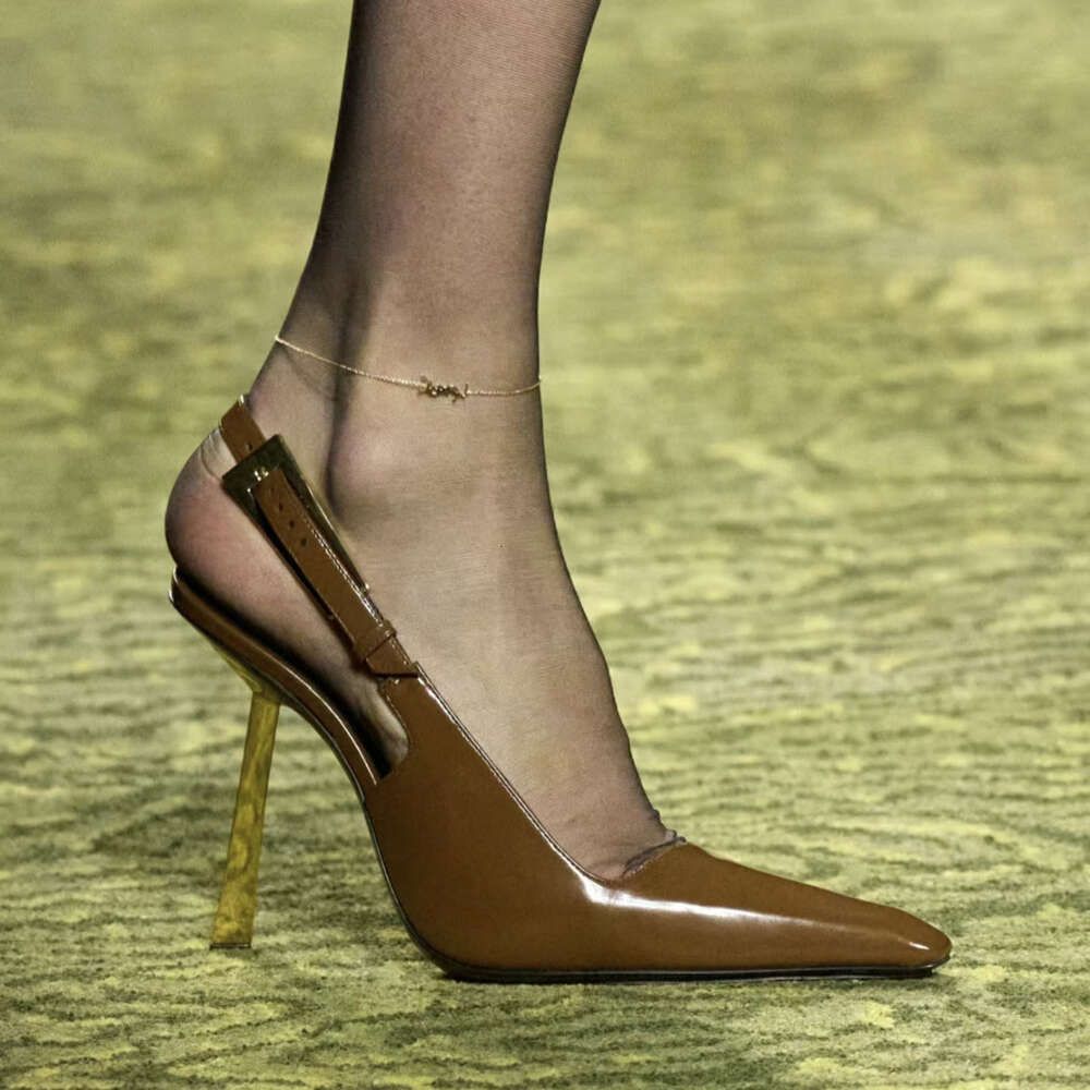 caramel brown gold heel