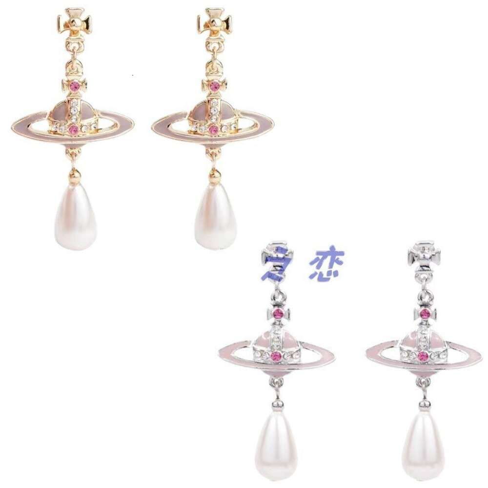 Silver Water Drop Saturn Pearl Earring