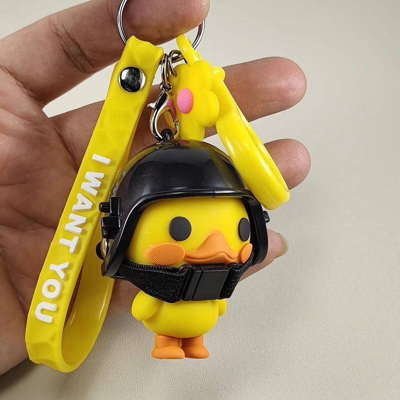 Schlüsselanhänger mit gelber Ente für Motorradhelm