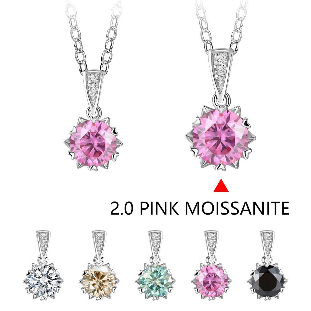 2.0 Moissanite rosa-con collana 925