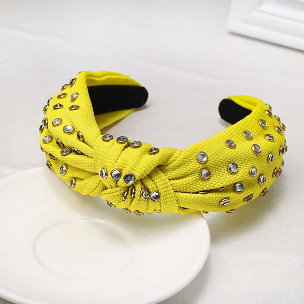 Bandeau noeud strass jaune