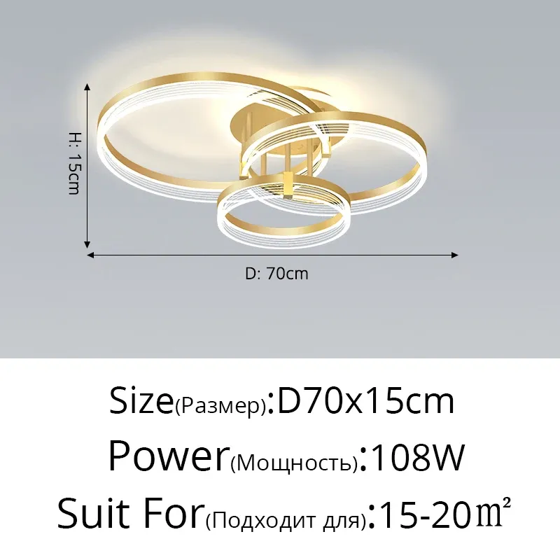 3 Cores sem controle remoto Ouro D70x15cm 108W